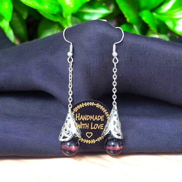 Dark Glass Handmade Earrings - Picture 1 of 2